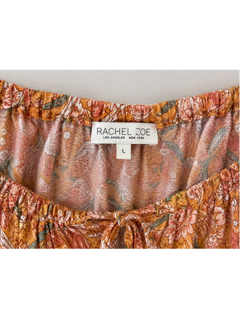 Rachel Zoe Floral Off Shoulder Peasant Tunic Top Orange Boho Plus Size Approx 2X - Picture 8 of 10